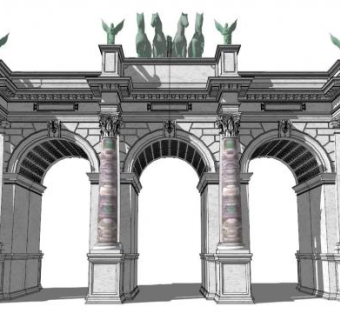 圆形拱门su模型下载_sketchup草图大师SKP模型