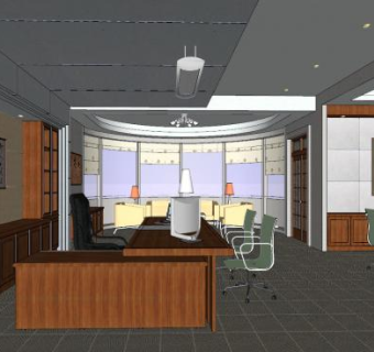 中式总经理办公室SU模型下载_sketchup草图大师SKP模型