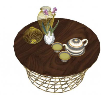 户外茶桌su模型下载_sketchup草图大师SKP模型