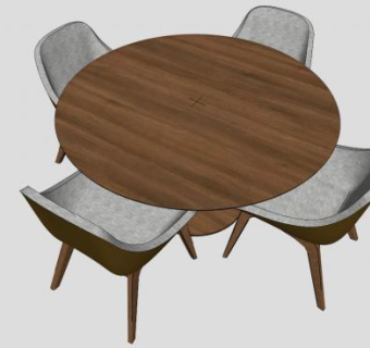 圆形桌椅su模型下载_sketchup草图大师SKP模型