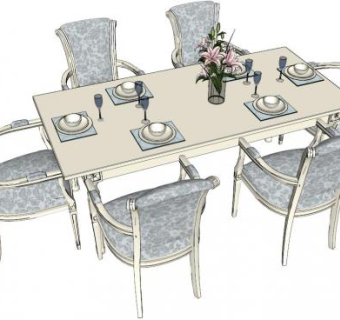 北欧餐桌su模型下载_sketchup草图大师SKP模型