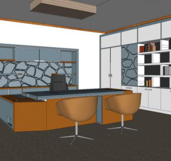 现代总经理室室内SU模型下载_sketchup草图大师SKP模型
