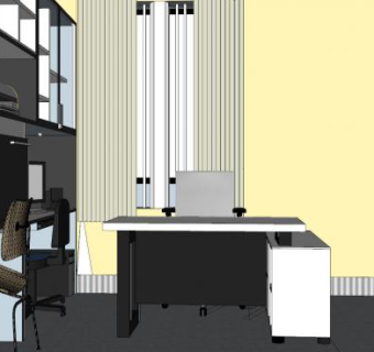 现代总经理室SU模型下载_sketchup草图大师SKP模型