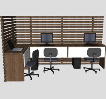 现代敞开式办公区SU模型下载_sketchup草图大师SKP模型