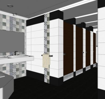 简约公共厕所SU模型下载_sketchup草图大师SKP模型