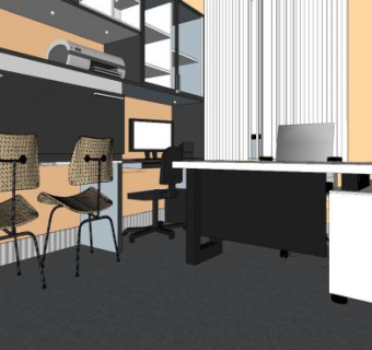 现代总经理室书桌柜SU模型下载_sketchup草图大师SKP模型