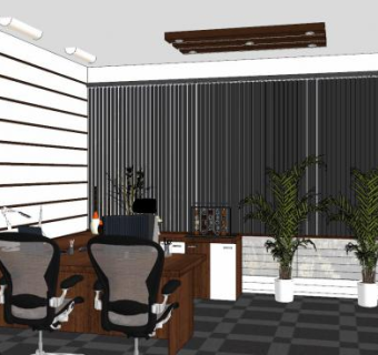 现代经理室装修SU模型下载_sketchup草图大师SKP模型