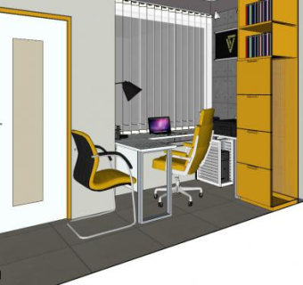 现代办公区一角SU模型下载_sketchup草图大师SKP模型