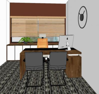 现代北欧办公室SU模型下载_sketchup草图大师SKP模型