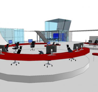 现代创意办公区SU模型下载_sketchup草图大师SKP模型