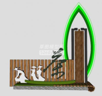 茶文化景墙su模型下载_sketchup草图大师SKP模型