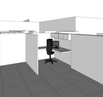 现代极简办公区SU模型下载_sketchup草图大师SKP模型