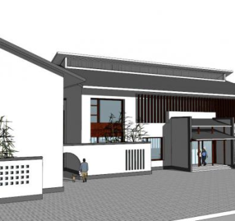 新中式商业建筑su模型下载_sketchup草图大师SKP模型