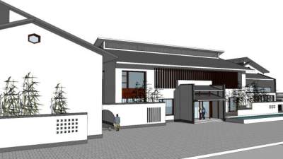 新中式商业建筑su模型下载_sketchup草图大师SKP模型