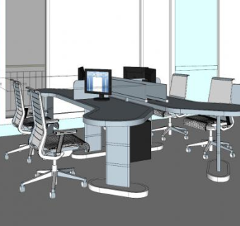 现代办公区家具SU模型下载_sketchup草图大师SKP模型