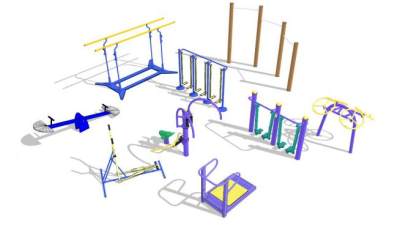 广场健身器材su模型下载_sketchup草图大师SKP模型