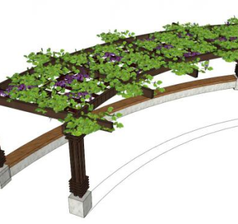 弧形景观长廊su模型下载_sketchup草图大师SKP模型