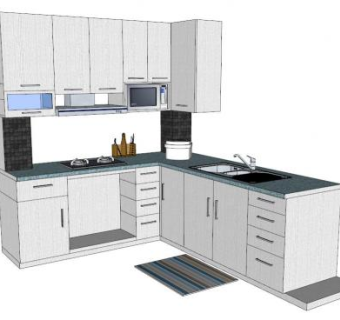 厨房整体橱柜设计su模型下载_sketchup草图大师SKP模型