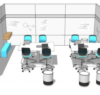 现代极简工作室SU模型下载_sketchup草图大师SKP模型