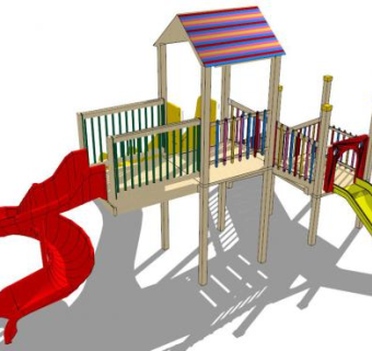 小区游乐场滑滑梯su模型下载_sketchup草图大师SKP模型