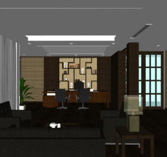 现代经理办接待室SU模型下载_sketchup草图大师SKP模型