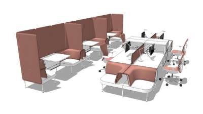 现代办公室洽谈区SU模型下载_sketchup草图大师SKP模型
