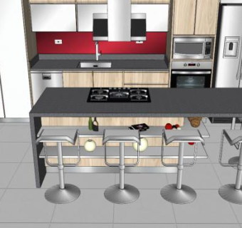 西式厨房su模型下载_sketchup草图大师SKP模型