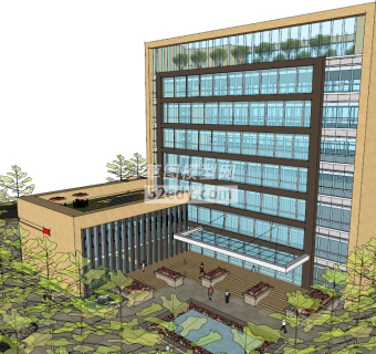 现代行政楼su模型下载_sketchup草图大师SKP模型