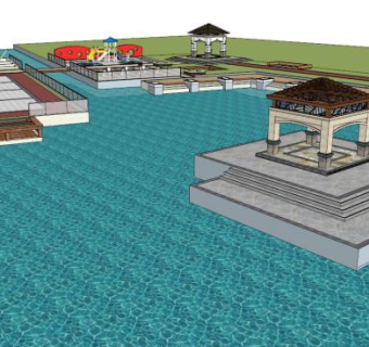 滨水绿地su模型下载_sketchup草图大师SKP模型