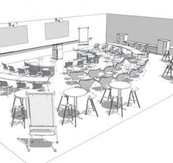 现代办公室弧形家具SU模型下载_sketchup草图大师SKP模型