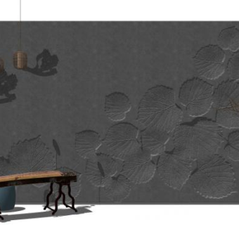 新中式背景墙su模型下载_sketchup草图大师SKP模型