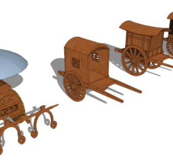 中国古代马车su模型下载_sketchup草图大师SKP模型