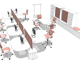 现代小清新办公室家具SU模型下载_sketchup草图大师SKP模型