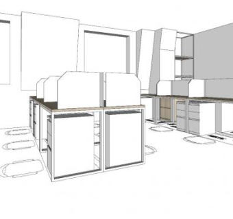 现代简约隔断办公桌SU模型下载_sketchup草图大师SKP模型