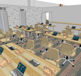 现代简约办公区休息室SU模型下载_sketchup草图大师SKP模型