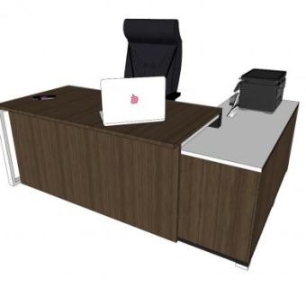 现代实木办公桌SU模型下载_sketchup草图大师SKP模型