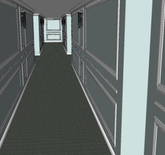 现代酒店走廊设计SU模型下载_sketchup草图大师SKP模型