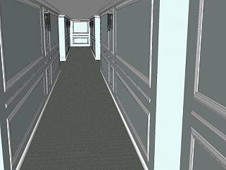 现代酒店走廊设计SU模型下载_sketchup草图大师SKP模型