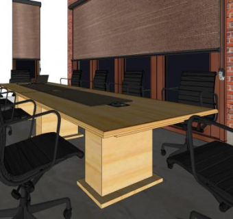 复古风格会议室SU模型下载_sketchup草图大师SKP模型