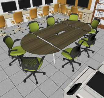 现代中小型会议室SU模型下载_sketchup草图大师SKP模型