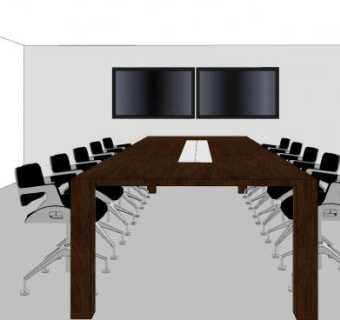 现代方形会议室家具SU模型下载_sketchup草图大师SKP模型