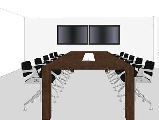 现代方形会议室家具SU模型下载_sketchup草图大师SKP模型