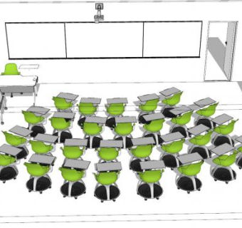 现代课堂式会议室SU模型下载_sketchup草图大师SKP模型