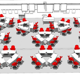 现代三角小组会议室SU模型下载_sketchup草图大师SKP模型