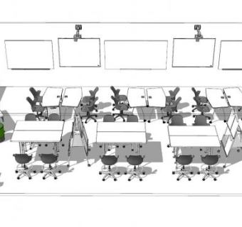 现代四人组会议室SU模型下载_sketchup草图大师SKP模型