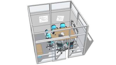 现代小型弧形会议室SU模型下载_sketchup草图大师SKP模型