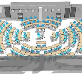 现代大型圆弧型会议室SU模型下载_sketchup草图大师SKP模型