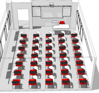 现代课堂式多人会议室SU模型下载_sketchup草图大师SKP模型