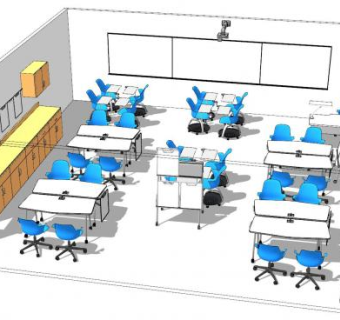 现代小组风格会议室SU模型下载_sketchup草图大师SKP模型