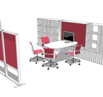 现代小型隔断会议室SU模型下载_sketchup草图大师SKP模型